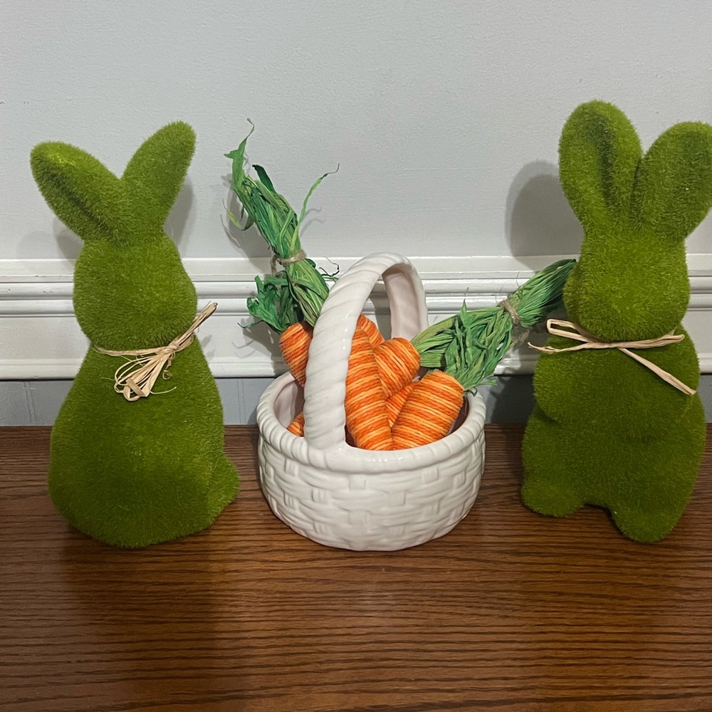 Springtime White Ceramic Basket and Orange Carrots 🥕